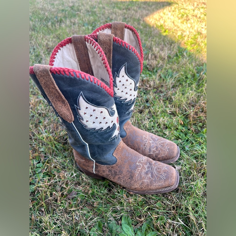 J.B Dillon Woman’s Morning Glory Western Sturdy Cowboy Boots Size 7B - Picture 2 of 11